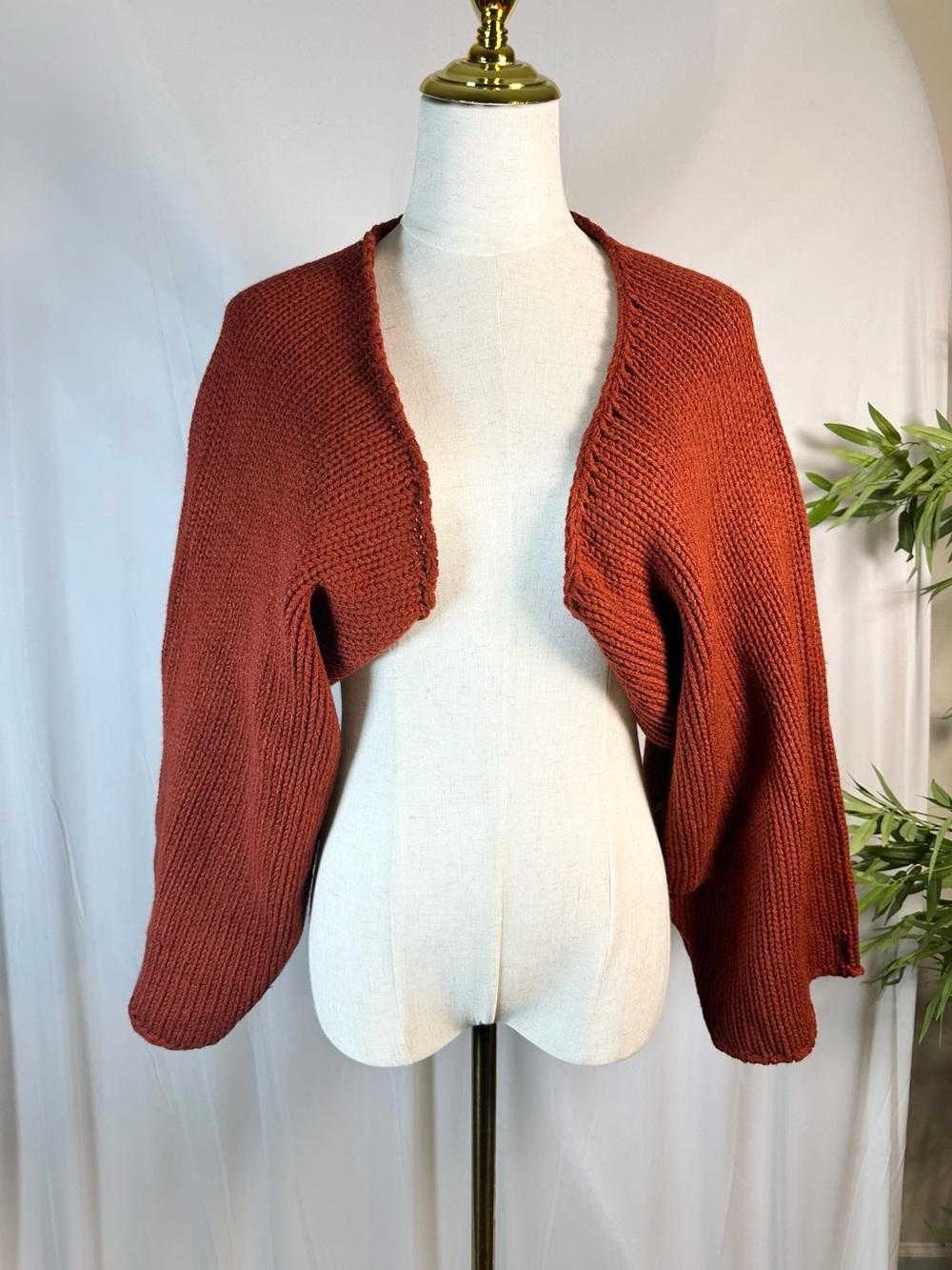 NWT Altar'd State Rust Chunky Knit Cropped Shrug Cardigan | S